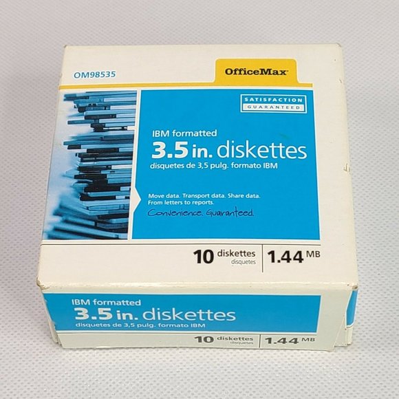 Office Max IBM Formatted 3.5 in Diskettes 1.44 MB 10 Diskettes OM98535 - Picture 2 of 4
